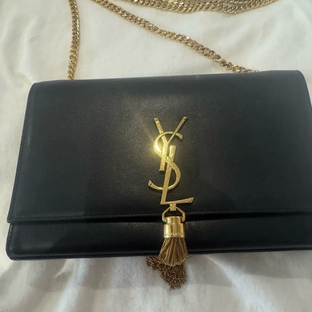 Yves Saint Laurent Black Crossbody with Gold Accents Perfect Condition! - Picture 4 of 8